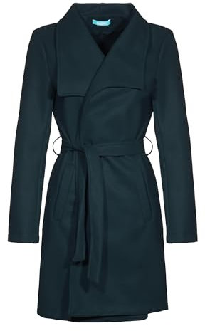 malito – Damen Trenchcoat einfarbig mit Gürtel & Taschen – klassischer Mantel für Herbst & Winter – schicker Übergangsmantel 15142 (Waldgrün | Größe S)