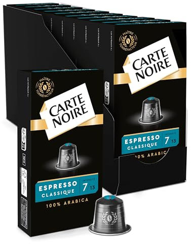 CARTE NOIRE - Capsules de Café Espresso Classique N°7 Compatibles Nespresso® - Café Arabica - Lot de 10 x 10 Capsules Aluminium - Fabriqué en France