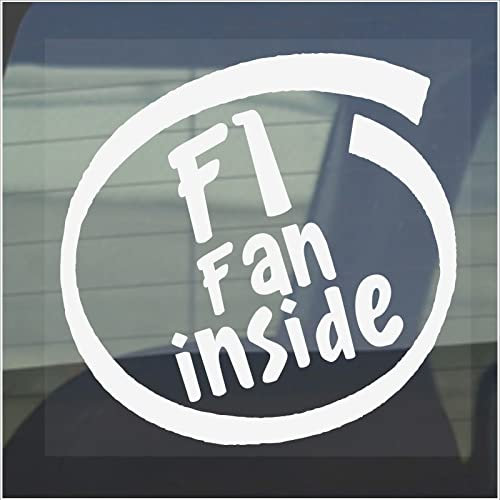 Platinum Place 1 x Aufkleber F1 Fan Innenraum Autofenster Schild Van Fahrzeug Kleber Innen weiß auf transparent 87x87mm