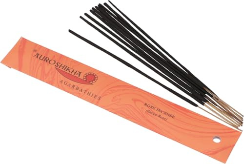 Auroshikha Räucherstäbchen - Indische Aromadüfte, Suraya Rose | Handgefertigte Räucherstäbchen, 10 g Packung, traditionelle Herstellung, sozial verantwortlich, aus dem Sri Aurobindo Ashram.