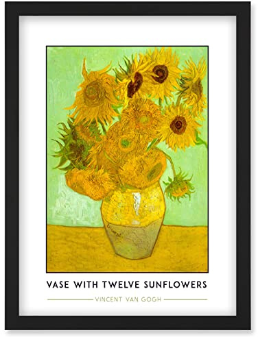 Wee Blue Coo Vincent Van Gogh Vase With Twelve Sunflowers Painting Artwork Framed Wall Art Print A4