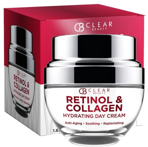 Clear Beauty Retinol & Collagen Daily Face Moisturizer - Reduces Wrinkles, Fine Lines & Blemishes, Hydrating Anti-Aging, Clean Beauty, Cruelty-Free Korean Skin Care - 1.69 Oz