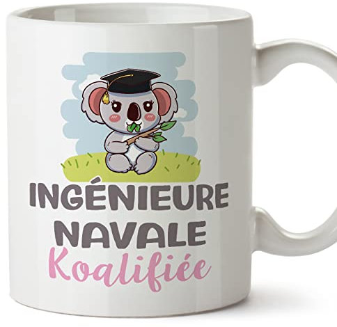 Mugffins Tassen/Becher mit Spruch für SCHIFFBAUINGENIEURIN - Auf Französisch - Koalifié/Koalifiée - 11 oz / 330 ml - originelles und lustiges Geschenk Mitarbeiter