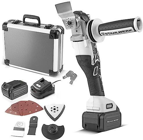 STAHLWERK Utensile multifunzione oscillante a batteria OMTB-20 ST con 900 Watt, 10.500-20.000 giri/min. e sistema di batterie da 20 V, utensile oscillante/multicutter con tecnologia Brushless