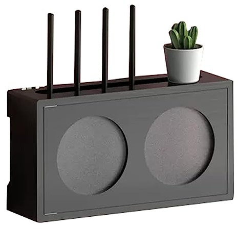 Aufbewahrungsbox for WLAN-Router aus Holz, wandmontiertes Organizer-Rack mit mattierter Acryltür for TV-Schrank, Medienkonsole, DVD, Set-Top-Box, Telefon, Fernbedienung, Wanddekoration, Schwarz ( Colo