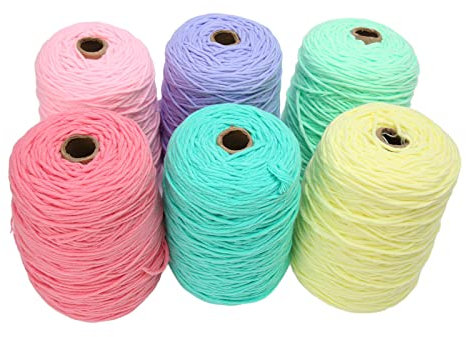 Dishcloth Cotton Yarn, Chunky Cotton Yarn, 6 Rolls of 437 Yards Each 8 Shares Tufting Yarn Dishcloth Cotton Yarn Bulky Yarn Cotton Wool Roll for Weaving