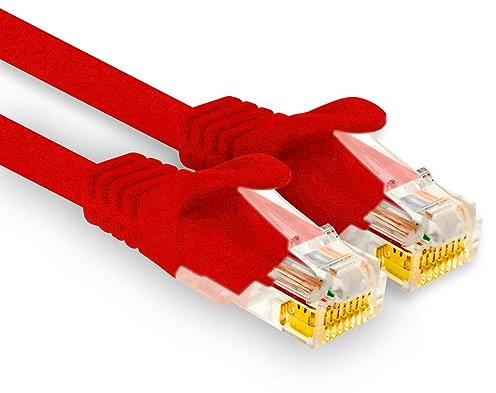 1aTTack.de - 1 X 15m Cat7 Netzwerkkabel, Cat.7 Ethernet, Lan & Cat 7 Patchkabel für maximale Internet Geschwindigkeit & verbindet alle Geräte mit RJ 45 Buchse Rot