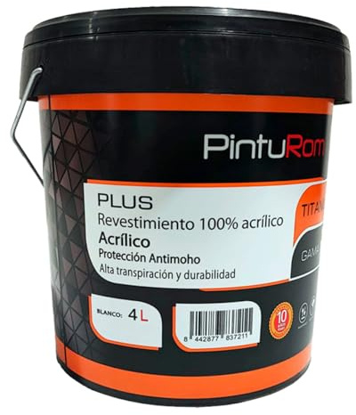 Pintura Blanca fachada de exterior, Revestimiento TITANIUM PLUS, Alto rendimiento, Secado Rápido, Resistente a la intemperie (4 L.)