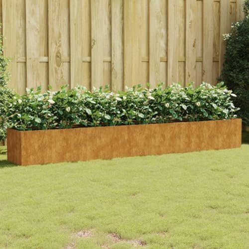 Hovothy Hochbeet 280x40x40 cm Cortenstahl Hochbeet Metall Pflanzkasten Hochbeet Balkon Hochbeete für Garten Kräuterbeet GemüSebeet Dekorativer Garten Balkon oder Terrasse