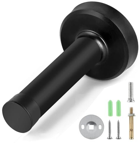 Misuyue Wandtürstopper Wand Edelstahl - 7.5cm Türstopper Wandmontage mit Gummi Puffer Enthält Befestigungsmittel - Türpuffer(schwarz)