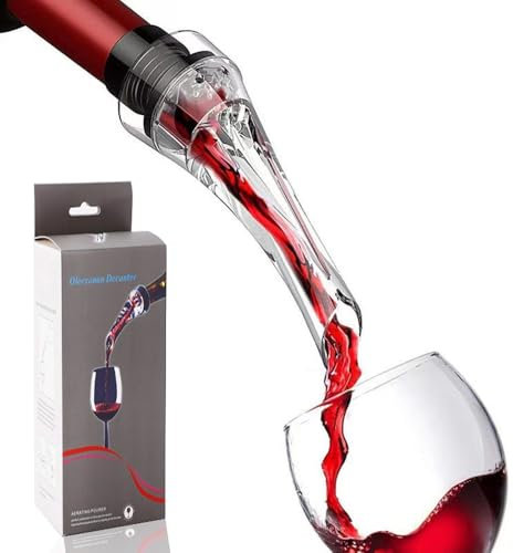 Decantador Aireador de Vino Antigoteo. Dispensador Oxigenador de Vino. Accesorio de Cocina y Vinoteca para Servir los Vinos con la Botella. Escanciador de Sidra Manual. (Transparente)