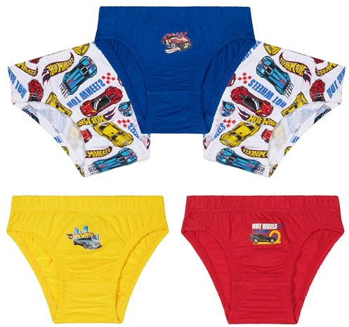Hot Wheels Unterhosen Jungen, Weiche Slips Kinder aus Purer Baumwolle - 5er-Pack (Mehrfarbig, 6-7 Jahre)