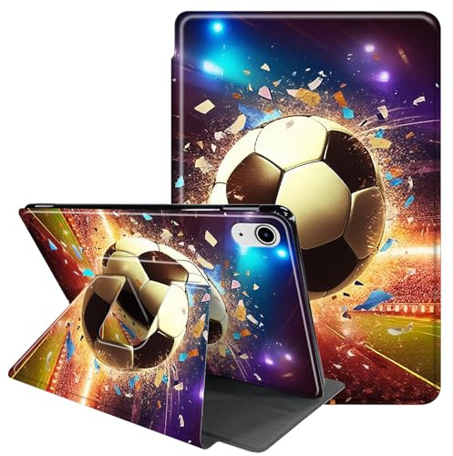 Case for iPad Air 11 Inch M3 2025/M2 2024,for iPad Air 5th/4th Generation 10.9 Case-360 Degree Rotating Multi-Angle Viewing Protective Cover with Auto Sleep/Wake,Football