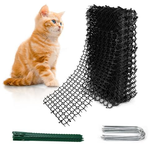 QINERSAW 16 Stück 20x40cm Dornengitter Gegen Katzen Gitter Anti Katzen Matte Katzenabwehr Katzenschreck Dornengitter mit Spikes Tierbarriere Gitter MatteTiervertreiber Garten Katzenmatte mit Spikes