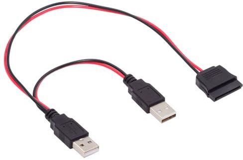 CY DC 5V USB Dual to SATA 15Pin Power Cable for 2.5 inch SATA HDD SSD Disk Driver 5V 2A Max