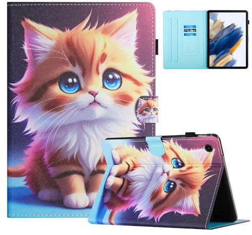 Mldjomid Coque pour Samsung Galaxy Tab A9+/A9 Plus 2023 11.0 (SM-X210/SM-X215/SM-X216B), Tablette Housse de Protection,Cuir PU Étui Case pour Samsung Galaxy Tab A9+,Chat Jaune