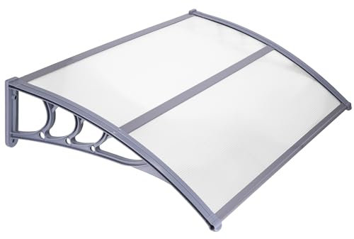 SPRINGOS Marquesina Puerta Exterior 120 x 75 x 23 cm Tejadilo de Exterior Techo Exterior Lluvia Tejadillo protecction Lluvia techos de policarbonato Aluminio Protector