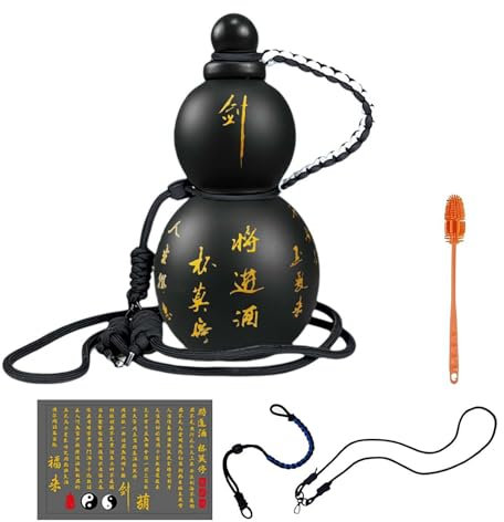 Gourde M-YTH Monkey King - 800 ml - Bouteille d'eau de sport et de voyage, inspiration chinoise, noir