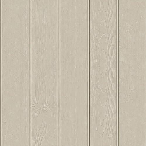 Beaded Wood Panel Beige Wallpaper - Modern Realistic Contemporary Trendy - Stylish Feature Wall