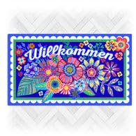 Bine Brändle - Bunte Fussmatten im Blumendesign - Größe 82cm x 47cm - 4 Farbvarianten (Blau)