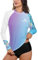 BesserBay Women Summer Swimming UPF Swim Rash Guard Surfing Sunblock Long Sleeve Swimwear Purple Blue Gradient M