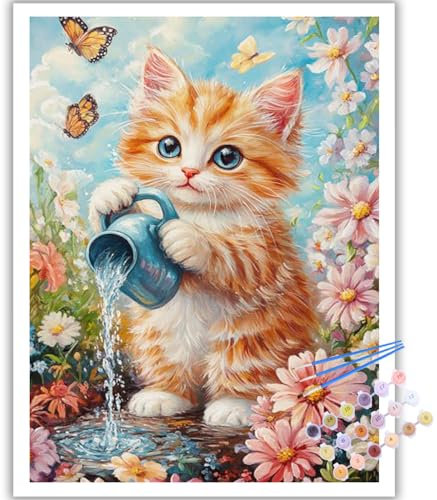 Chat Peinture Numero Adulte, Chat Kit de Peinture au Numéro, Coloriage Par Numéro Pour La Décoration De La Maison (40x50 cm)