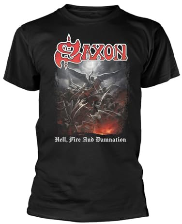 Plastichead Saxon Hell Fire and Damnation T Shirt S Black
