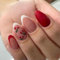 GlamRays 24 Pieces Medium White French Tip Press on Nails Almond Cherry Nails Medium Cute False Nails with Designs Nude Fruit False Nails