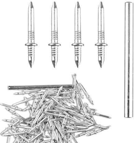 Bojueshaw 100Pcs Double-Headed Skirting Board Nails with Sleeve Tool,Invisible No-Mark Fixing Nails for Solid Wood Baseboards & Furniture