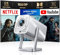 Projector【NetfIix Officially & DoIby Audio】Portable Smart Projector FHD 1080P 4K Supported, Two-Way Bluetooth WiFi 6, 50% Zoom 360° Rotatable Short Throw Home Movie Projectors for Bedroom, Outdoor, RV