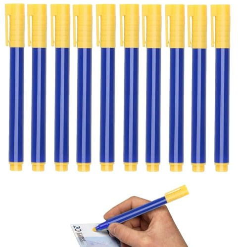 WQNNQW Lot de 10 stylos détecteur de faux billets, stylo de vérification de faux billets, stylo de vérification de faux billets, détecteur de faux billets, pour dollars américains, euros, livres, yen