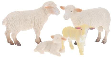 PERSELOSO 4 Stück Teiliges Schaf Tierfiguren aus Hochwertigem Realistische Simulation für Pädagogisch Kreativität und Wissen Geschenk und Dekoration