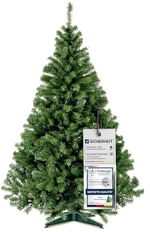 4happy PVC künstlicher Weihnachtsbaum 120 cm Grün – Klassischer Tannenbaum künstlich mit naturgetreuer Form, stabilem Standfuß, einfachem Aufbau und platzsparendem Design