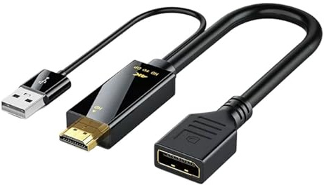 Adaptateur HDMI Vers DisplayPort 4K À 60 Hz HD, Câble Audio USB DP Mâle Femelle, Compatible Avec Xbox, Ordinateur De Bureau, Moniteur Jeu, PS5(17CM)