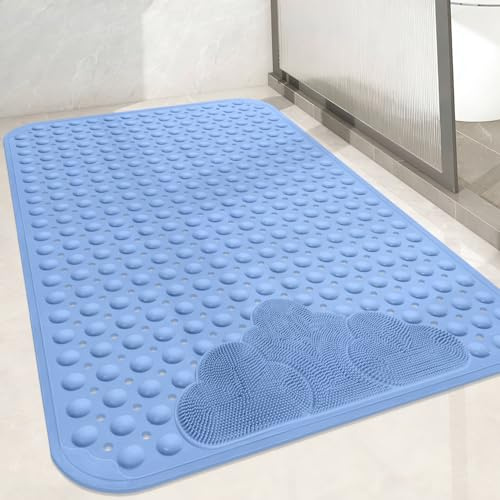 Lurowo Duschmatte rutschfest 80x120cm - Extra Lang Badewanne Antirutschmatte - Komfort rutschfeste Duschmatte mit Saugnäpfen - TPE Massage Antirutschmatte dusche Maschinenwaschbar (Blau, 120 x 80 cm)