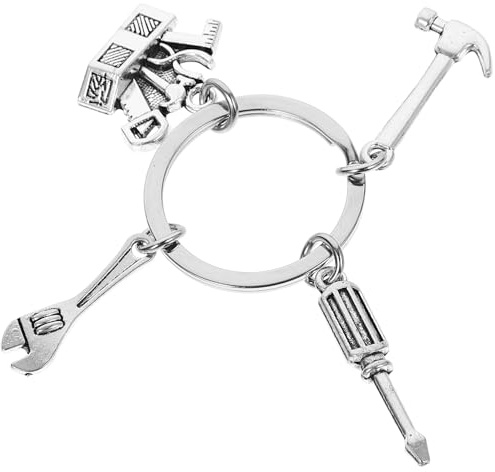 UKCOCO Porte-clé Outils en Métal – Marteau, Tournevis, Clé et Boîte à Outils – Porteclé Bricolage Original – Idée Cadeau pour Bricoleur, Papa, Homme