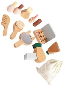 wueiooskj Schminkset aus Holz, Spielzeug für einen Rollenspiel Schönheitssalon, entwickelt zur Förderung der Für Fantasie und Kreativität von Kindern (3 5 Jahre), Mädchen Set