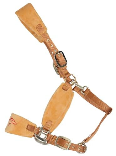 MUSISALY Verstellbares Pferdehalfter mit Gepolstertem Halfterseil Bruchsicherer Pferdehalfter Ersatzriemen Komfortables Reitzubehör für Training Trail Ranch und Stall Gelb
