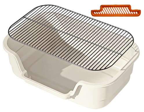Bacs à Litière pour Chats,Toilette Avec Grille En Acier Inoxydable Amovible | Toilette Chien avec Plateau,Pour Animaux de Compagnie Chiots Utilisation Intérieur et Extérieur Maisons Appartements Salle
