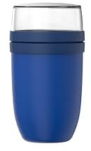 Mepal - Müslibecher xl Ellipse - Müslibecher To Go - Joghurtbecher To Go - Unterteilung für Joghurt & Müsli - Geeignet für Gefrierschrank, Mikrowelle & Spülmaschine - 750 + 300 ml - Vivid blue