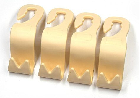 Mayco Bell 4pcs Auto Lagerung Haken,Rücksitz Kopfstütze Haken - Mantel Geldbörse Handtasche Halter(Beige Satz von 4)