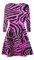janisramone Robe trapèze évasée à manches longues pour femmes, imprimé Animal zèbre, Mini haut extensible, rose fluo