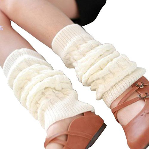 Ericotry Knit Winter Warm Leg Warmers Long Socks Boot Cuffs Topper Legging Pads Knee Brace Pads Knee Warmers Sleeve For Women Lady Girls Best Xmas Gift (White)
