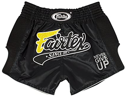 Fairtex - Short de Boxe Muay Thai - Coupe Slim, Mixte, Noir, Medium