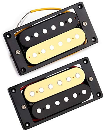 Metallor Zebra Humbucker Pickup Double Coil Keramik Magnet Pickup E-Gitarre Teile Ersatz Hals und Steg Pickup Set von 2 Stück (Schwarz und Creme)