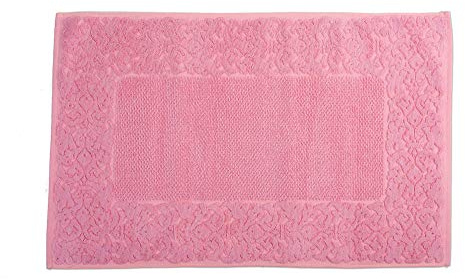 HomeLife - Rechteckiger Badteppich aus Baumwolle [Maße: 60 x 120] – Hochwertige Duschtüren, waschbar in der Waschmaschine – klassisch und elegant, Barock-Dekoration, Rosa