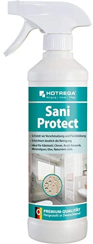 HOTREGA Sani Protect 500 ml, Abperleffekt für Edelstahl, Chrom, Keramik, Acryl, Glas
