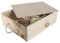 WooDeeDoo 3 Bottle Wine Wooden Box with Sliding Lid | NATURAL Unpainted |Shredded Hamper Filling Included | Triple Space | 35 x 30 x 10.5 cm | Rope Handle | Plain | Storage Holder Gift Carrier Case