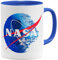 OM3® Empire Death Star Kaffee-Tasse NASA Style Logo | Keramik Becher | 11oz 325ml | Beidseitig Bedruckt | Blau