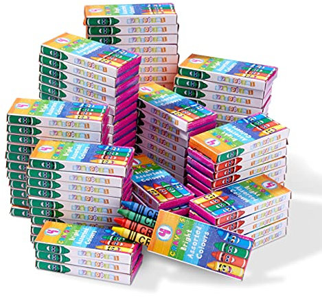 THE TWIDDLERS 144 Wachsmalstiften, 4 Farben pro Karton (576 Gesamt) - Gastgeschenke, Mitbringsel, Mitgebsel für Kindergeburtstag, Kindergarten, Grundschule, Bulk Kinder Buntstifte Färbung Aktivität
